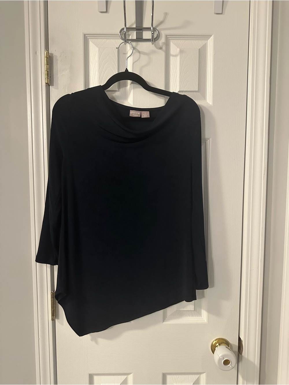 Chico's Black Asymmetric Draped Neck Tunic